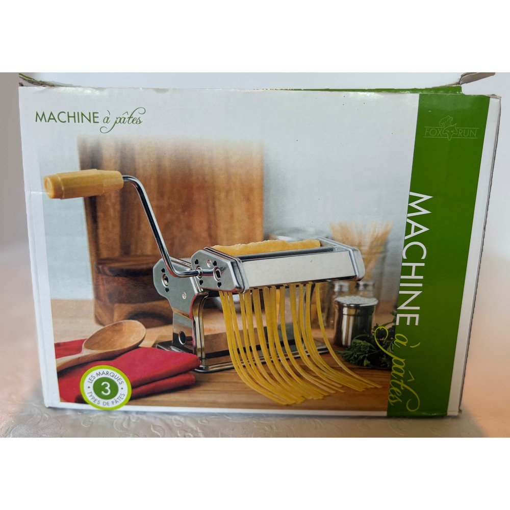 Fox Run 57666 Manual Stainless Steel Pasta Maker Machine NIB Silver 3 Blade Type